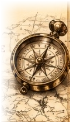 Antique brass Log Pose pocket compass resting on sea chart