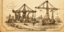 Water 7 shipyard docks and merchant ship cranes
